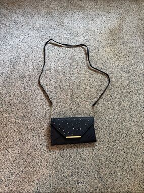 Black Star-Studded Envelope Crossbody Bag